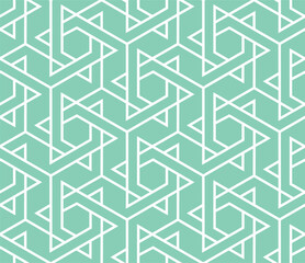 The geometric pattern with lines. Seamless vector background. White and green texture. Graphic modern pattern. Simple lattice graphic design