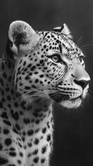 Obraz premium Close-up black and white portrait of a leopard