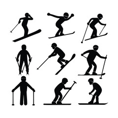 a skier in winter icons symbol of silhouette vector illustration 201446