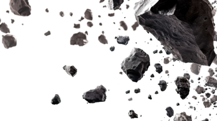 Flying Asteroid Meteor Rock Stone Isolated on PNG Transparent Background
