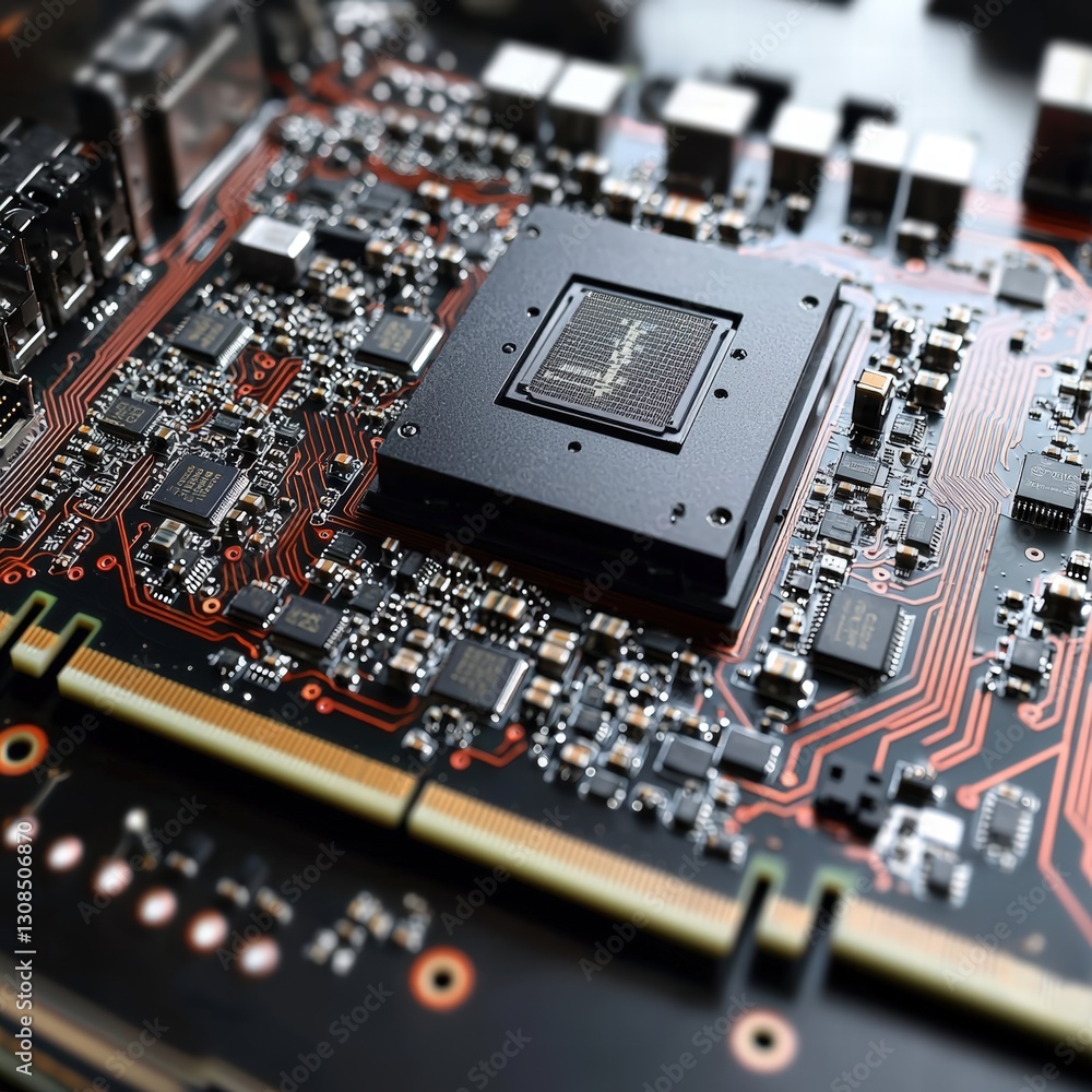 Aufkleber detailed image of a computer motherboard showcasing its complex design and electronic components