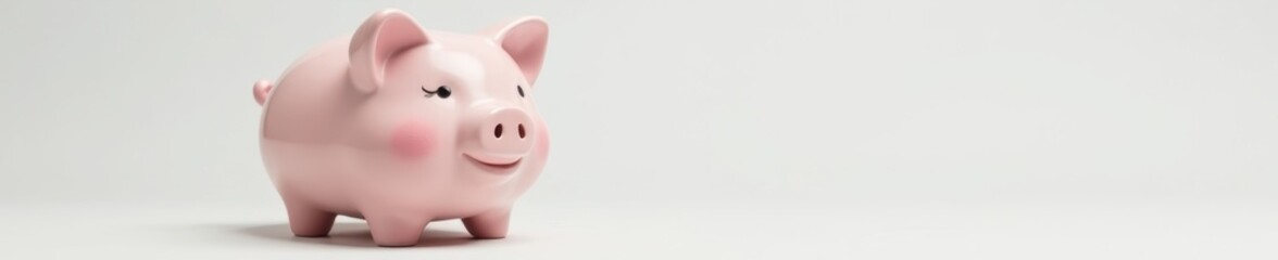 Charming ceramic pig money bank, pure white backdrop , deposit, child, object