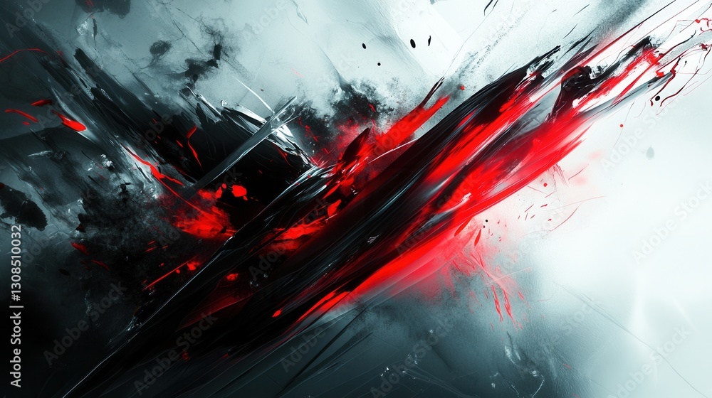 Poster Dynamic energy expressed through chaotic red and black abstract strokes in a vivid design of anger and intensity Generative AI