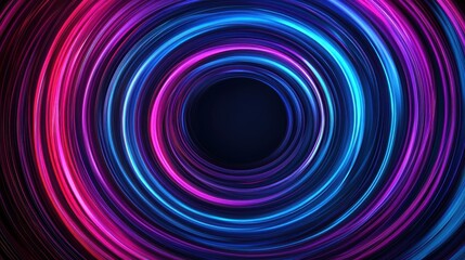 Abstract Circular Light Design with Vibrant Neon Colors in a Dark Background for Creative Projects