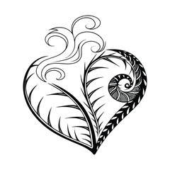 Smoke heart vector black white contrast