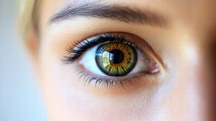 Naklejka premium Stunning close-up of a woman's eye, showcasing the complexity and beauty of her vision