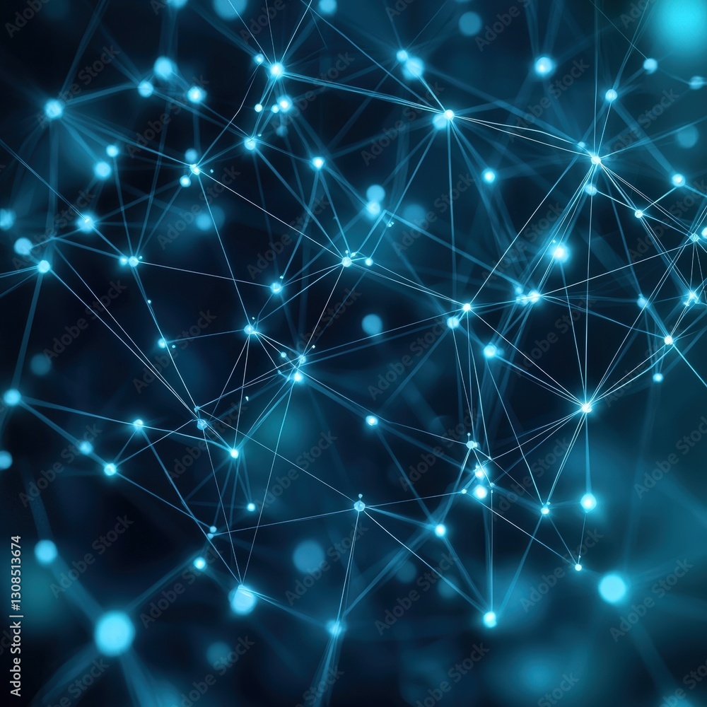 Poster intricate network of connected lines forming a complex web of relationships and data flow