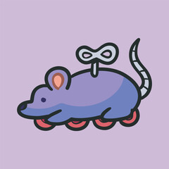 mouse toy in outline flat vector design