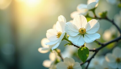 White dogwood blossoms aglow with an ethereal radiance, white, radiance, tree
