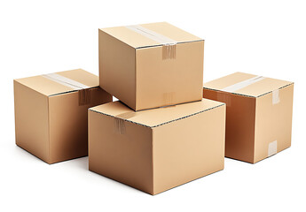 cardboard box warehouse mockup, png file of isolated cutout object with shadow on white and transparent background. PNG