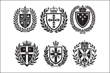Fototapeta premium Emblems of Heritage: The Timeless Art of Heraldic Shields 