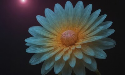 Romantic Lotus Flower with Water Drops on Black Background