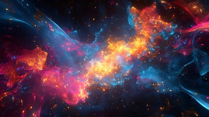 Cosmic interplay of vibrant nebulae and stardust in deep space visualization