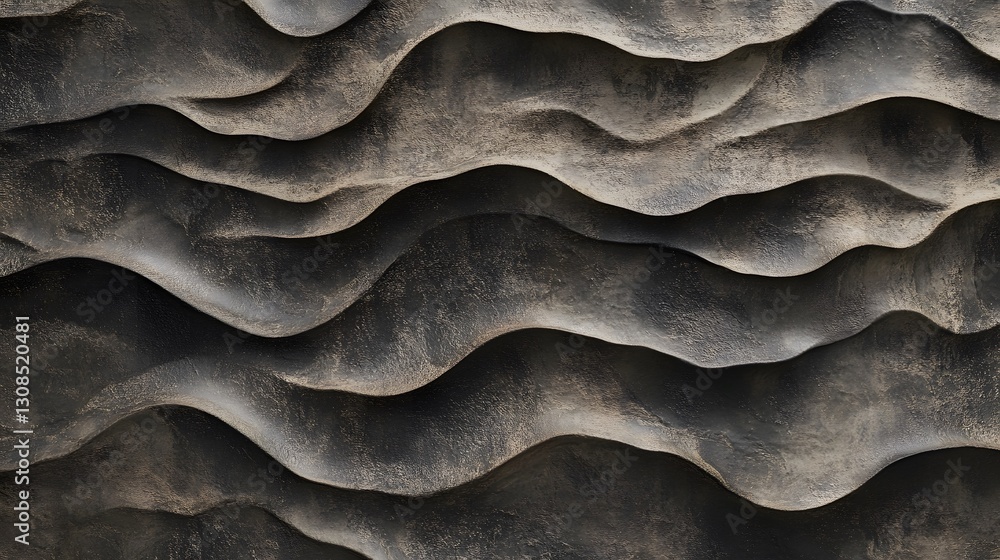 Poster the dark wavy textured surface with undulating patterns depicted