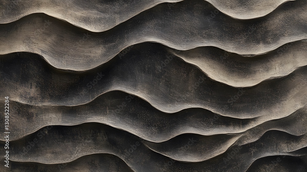 Poster a textured wall surface features repeating wave like patterns and designs