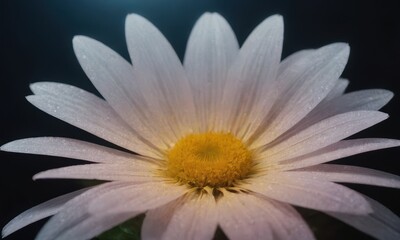 Romantic Lotus Flower with Water Drops on Black Background