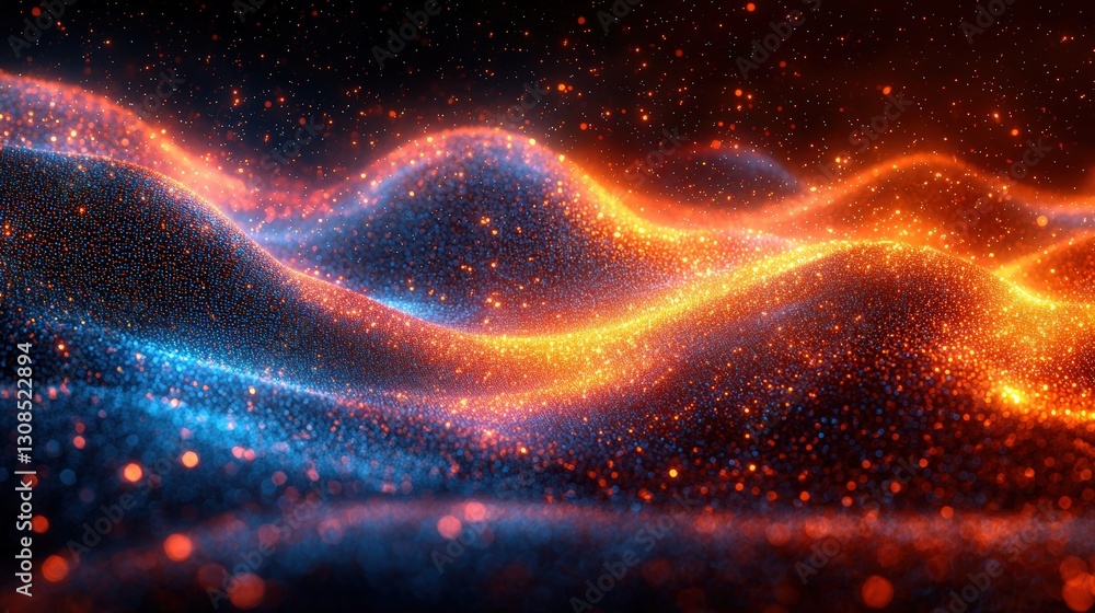 Poster colorful wave of light cascading through space creating a captivating and mesmerizing display