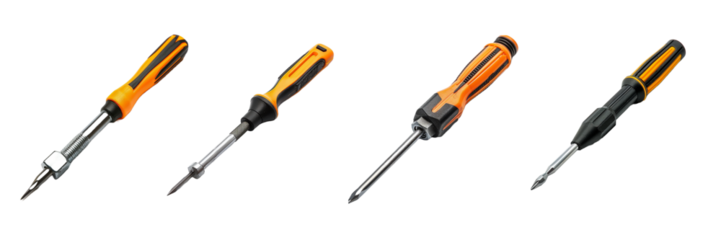 Screwdriver set isolated on transparent background. PNG. Generated AI