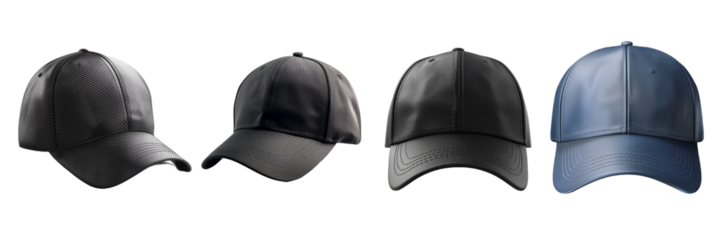Baseball cap set isolated on transparent background. PNG. Generated AI