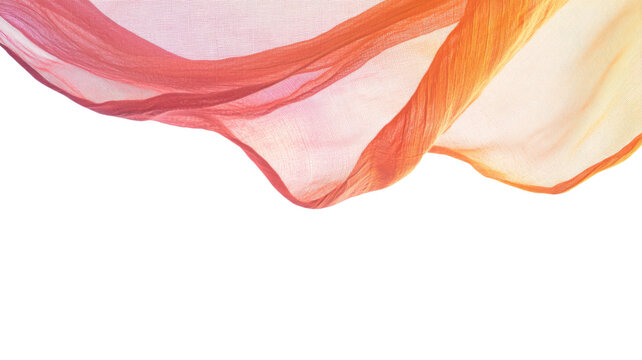 Flowing transparent red and orange cloth on checkered background