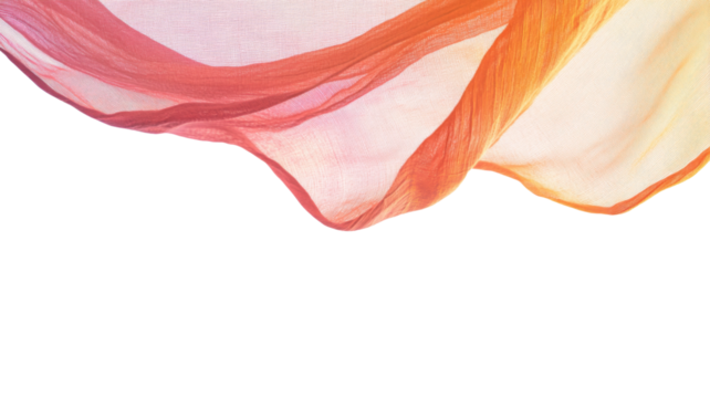 Flowing transparent red and orange cloth on checkered background