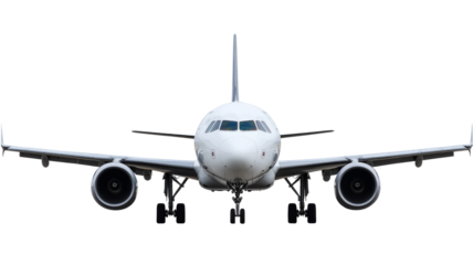 Modern passenger airplane isolated on transparent background