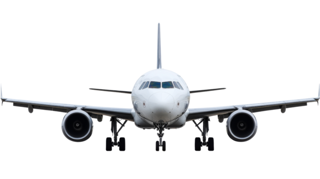 Modern passenger airplane isolated on transparent background