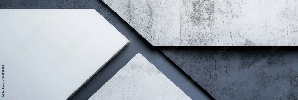 Poster modern minimalist design featuring geometric lines in soft gray and navy blue, symbolizing stability
