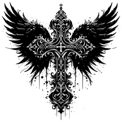 Cross of the Fallen Angel: An intricate, artistic interpretation of a cross with detailed wings and a touch of gothic elegance.
