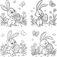 Rabbit Holding Easter Egg Coloring Book,Pages For Kids