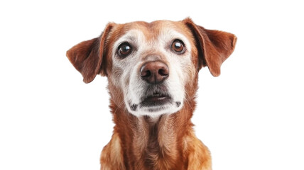 Portrait of adorable senior brown dog with transparent background