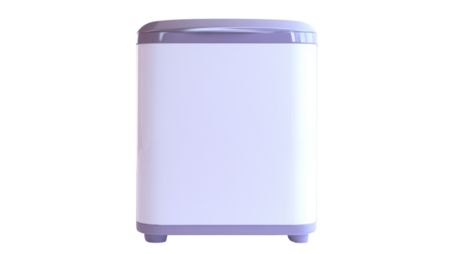 Modern washing machine isolated on transparent background with purple details