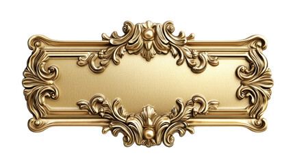 Golden ornate frame with floral decoration on transparent background