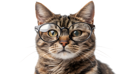 close up of a cat with a glasses