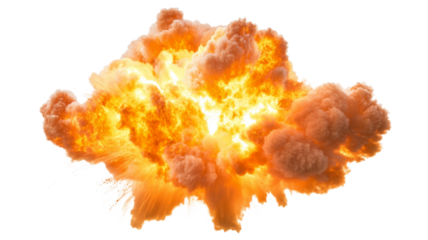Realistic fireball explosion with transparent background for vfx compositing