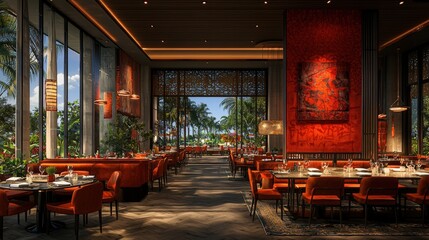 Scenic restaurant offering breathtaking ocean view creating a perfect ambiance for fine dining experience