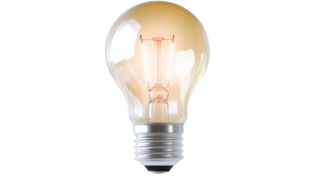 Bright lightbulb shining with transparent background illuminating innovation and creativity
