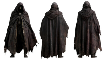 Grim reaper wearing dark cloak with transparent background