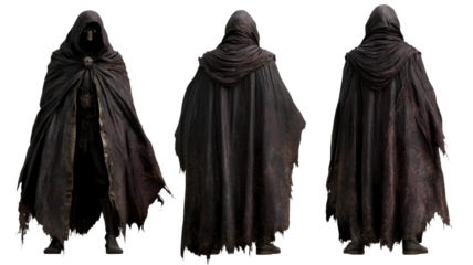 Grim reaper wearing dark cloak with transparent background