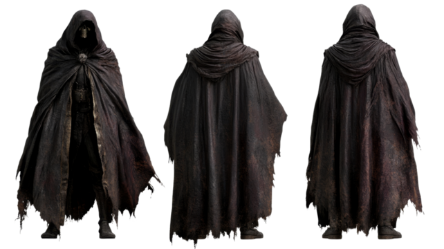 Grim reaper wearing dark cloak with transparent background