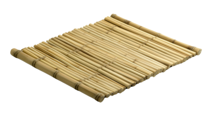 Bamboo mat on transparent background, representing sustainability and eco-friendly practices