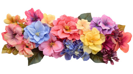 Fototapeta premium Colorful flower arrangement creating a vibrant floral border on transparent background