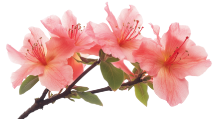 Delicate pink azalea blossoms on transparent background