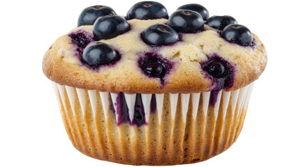 Delicious blueberry muffin isolated on transparent background