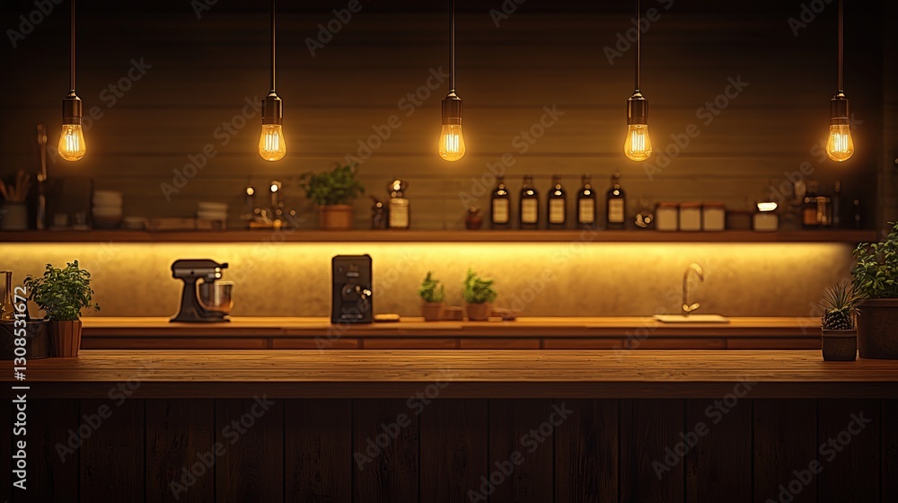 Poster charming bar area adorned with lush green plants creating a relaxing and inviting atmosphere