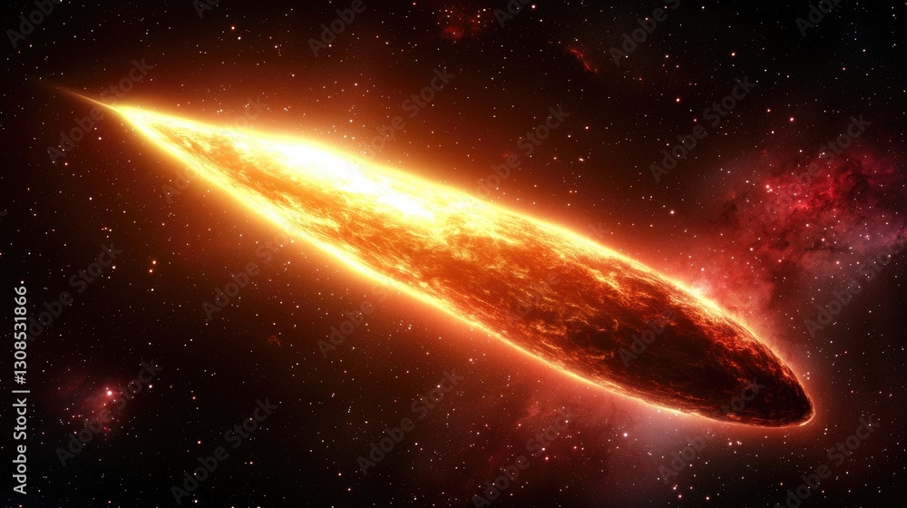 Poster explosive cosmic event fiery meteor in outer space digital art celestial environment dramatic viewpo