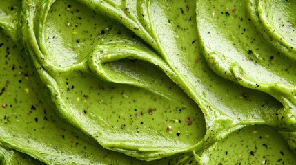 Close-up of swirled matcha frosting texture. Perfect for food blogs, recipes, or culinary websites.