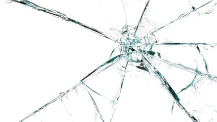 Broken glass shattering and cracking on transparent background