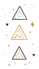 Abstract triangles, gold confetti, minimalist art, phone wallpaper