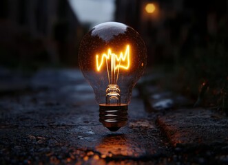 A piece of double exposure art features a lightbulb containing a world globe, set against a dark background with colorful wavy lines and arrows, creating a visually striking and conceptual image